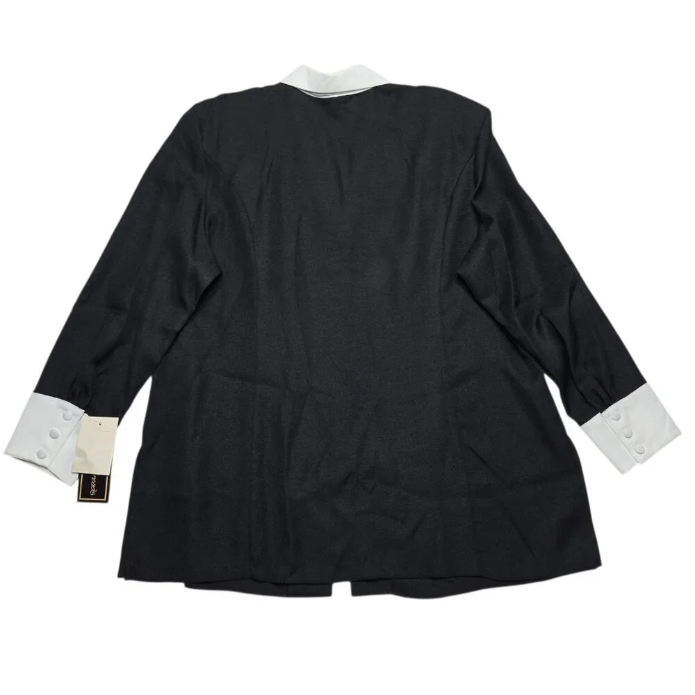 Vintage Intriguing Threads Blazer Womens Plus 3X Black‎ White Jacket Old Money